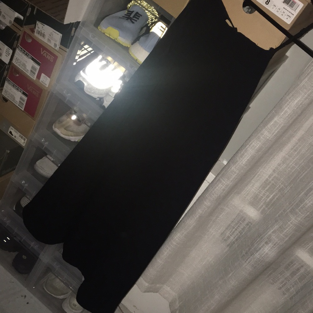 Black flowy to the knees dress